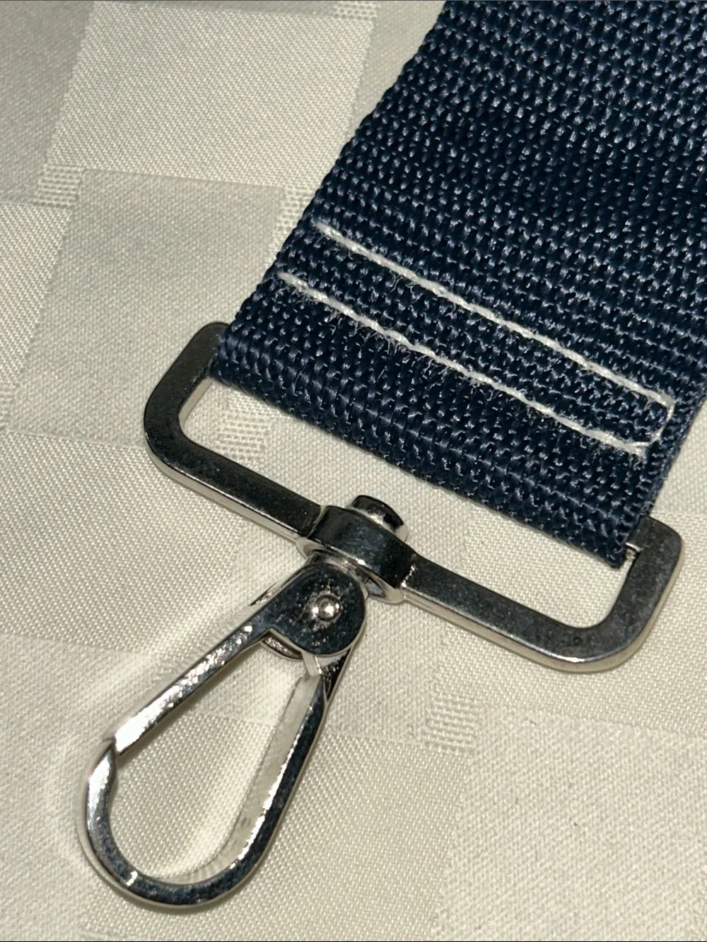 Navy Wide Webbing Replacement Bag Strap with Silver Hardware